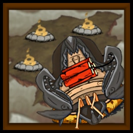 Don't Starve's Shared Island mod logo, illustration of a graboid type monster with dynamite in its mouth